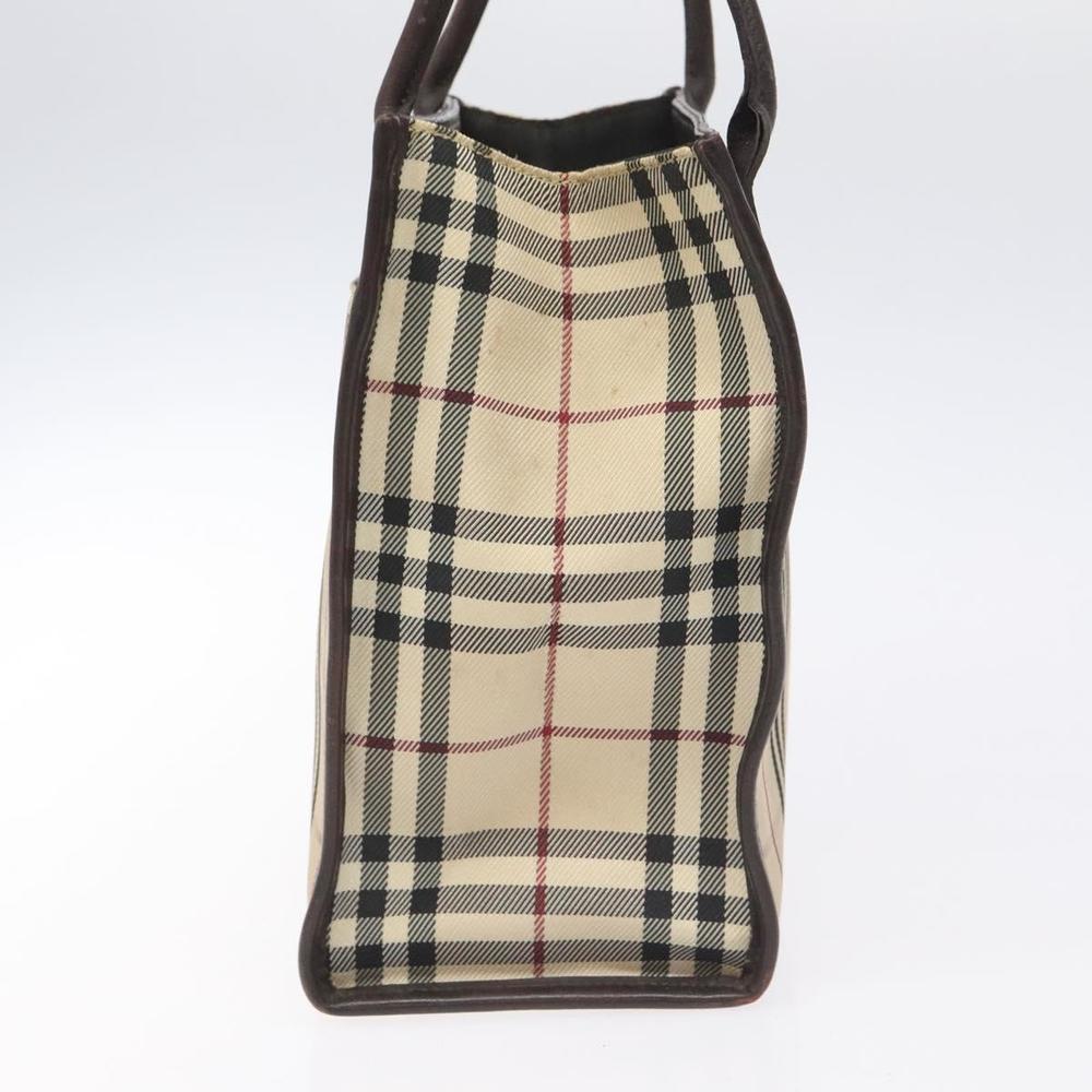 BURBERRY Nova Check Hand Bag Nylon Leather Beige Silver Auth ac3586 - Picture 4 of 16